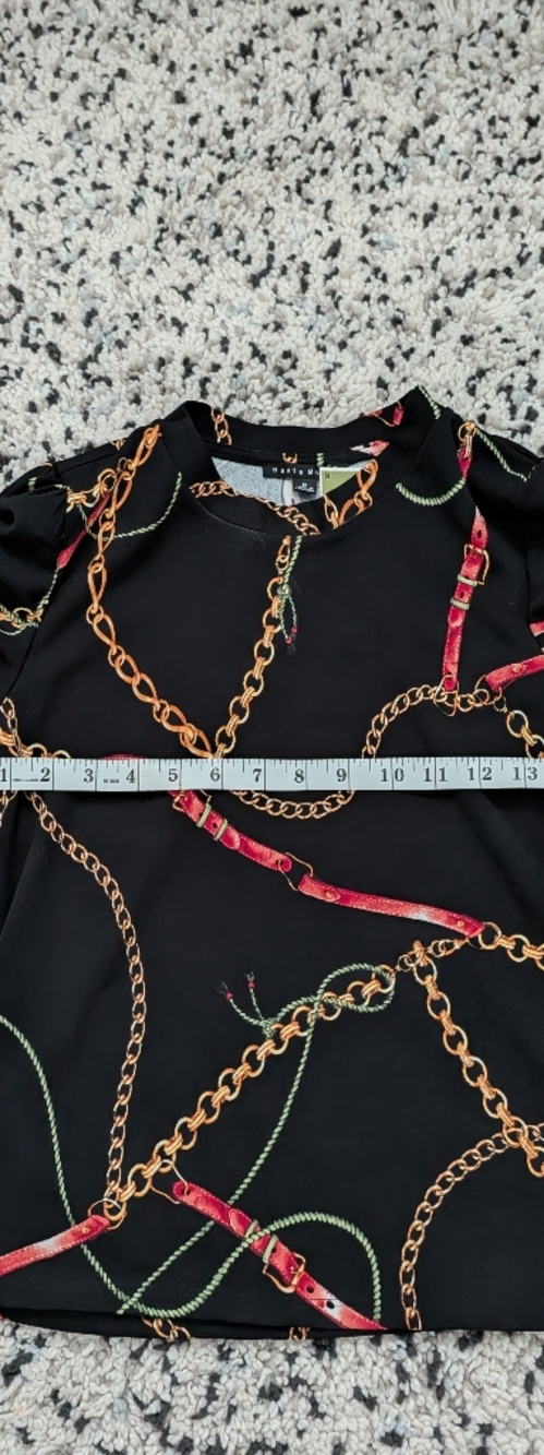 Black Chain & Red Strap Print Blouse